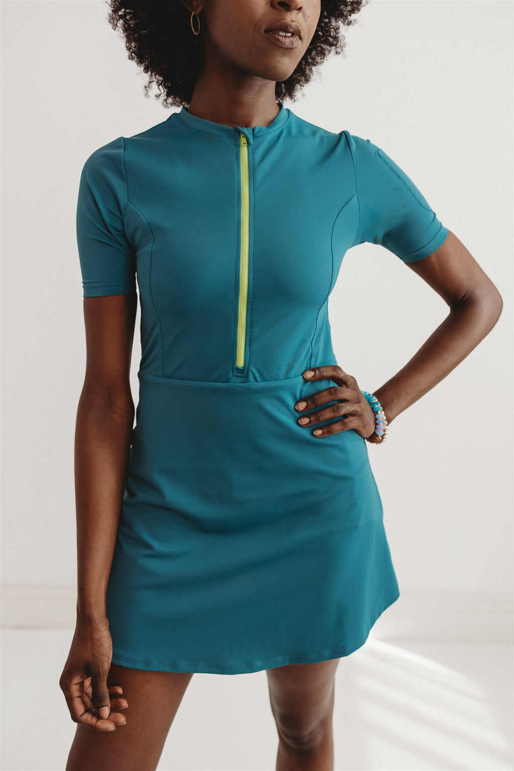 The Blair Resort Swim Dress | UPF 50+ Short Sleeve Swim Dress with Built-In Shorts